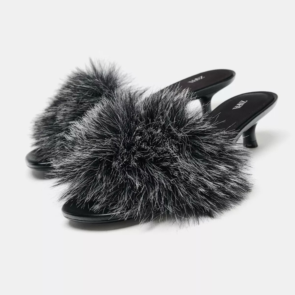 🆕 ZARA FAUX FUR SANDALS